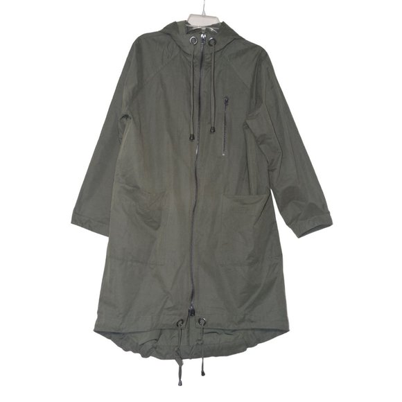 Laurel Green Zipped Pocket Cropped Hooded Utility Jacket